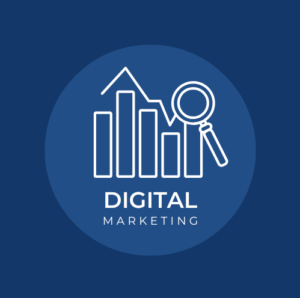 dark blue and white modern digital marketing logo