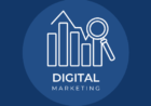 dark blue and white modern digital marketing logo